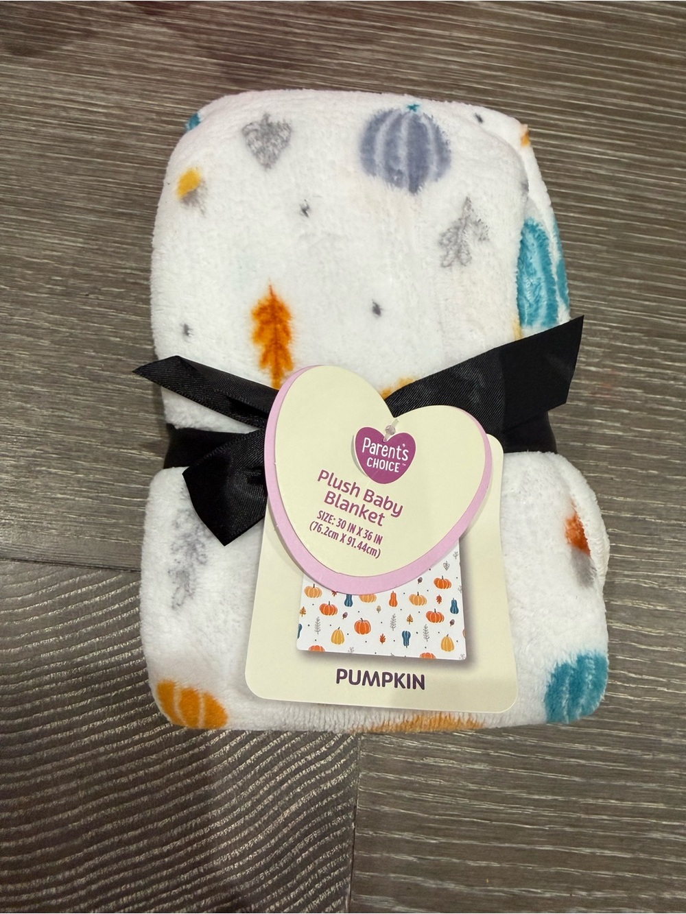 NWT Parent's Choice Plush Baby Blanket - Pumpkin Print Orange & Teal